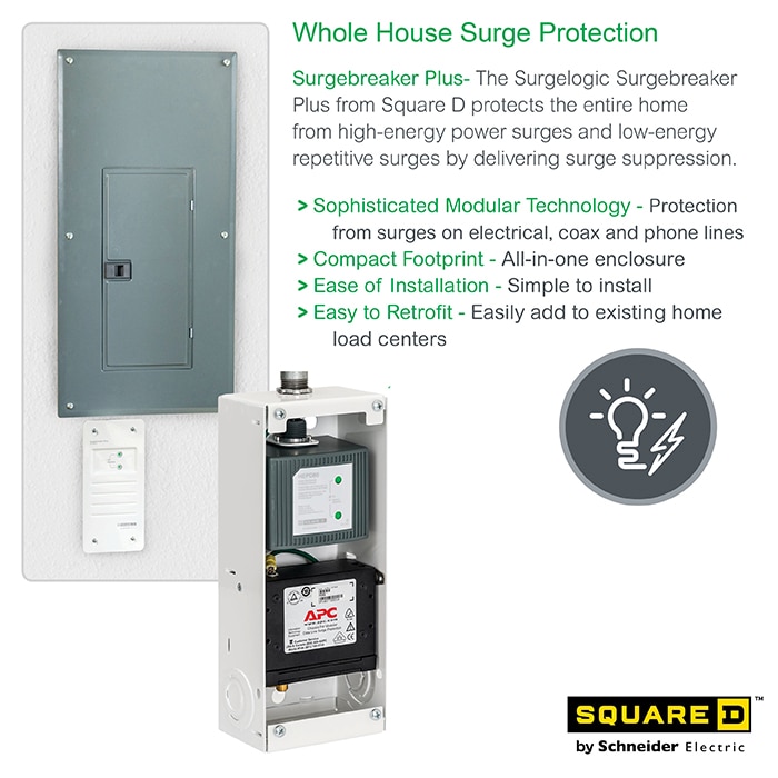Square D 80 kA Surge Breaker Plus Whole Home Surge Protector SDSB80111